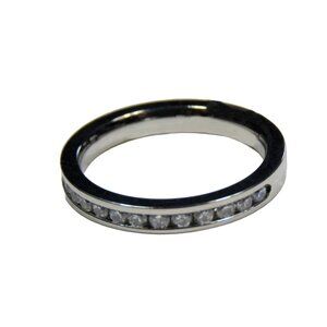 Inox Women's Stainless Steel Polished Ring with CZ Accents